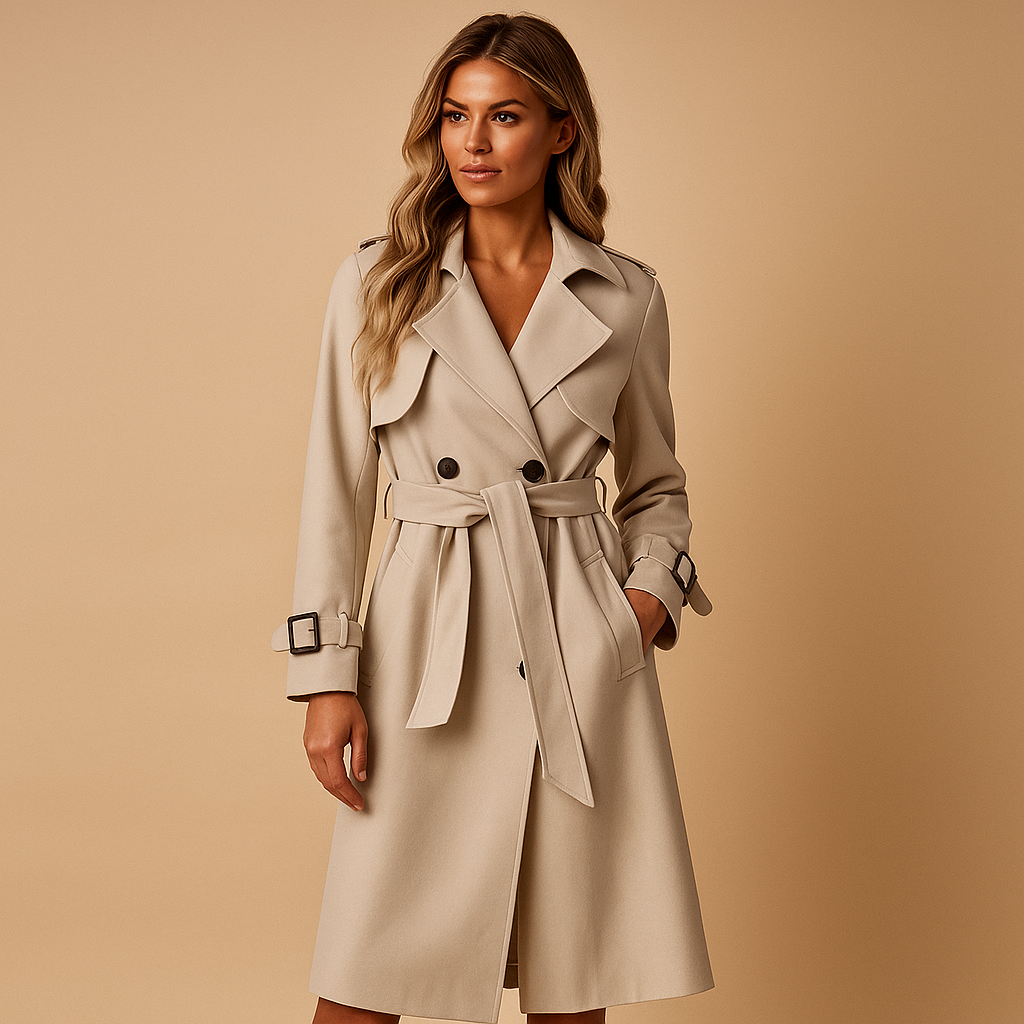 Women’s Long Double-Breasted Coat – Elegant Winter Outer Layer