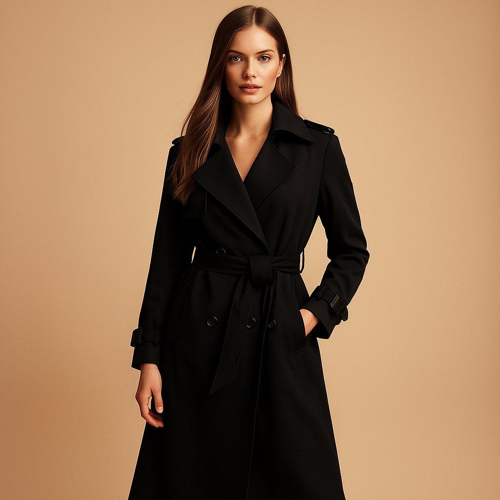 Women’s Long Double-Breasted Coat – Elegant Winter Outer Layer