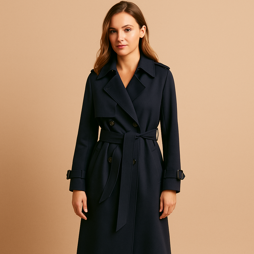 Women’s Long Double-Breasted Coat – Elegant Winter Outer Layer