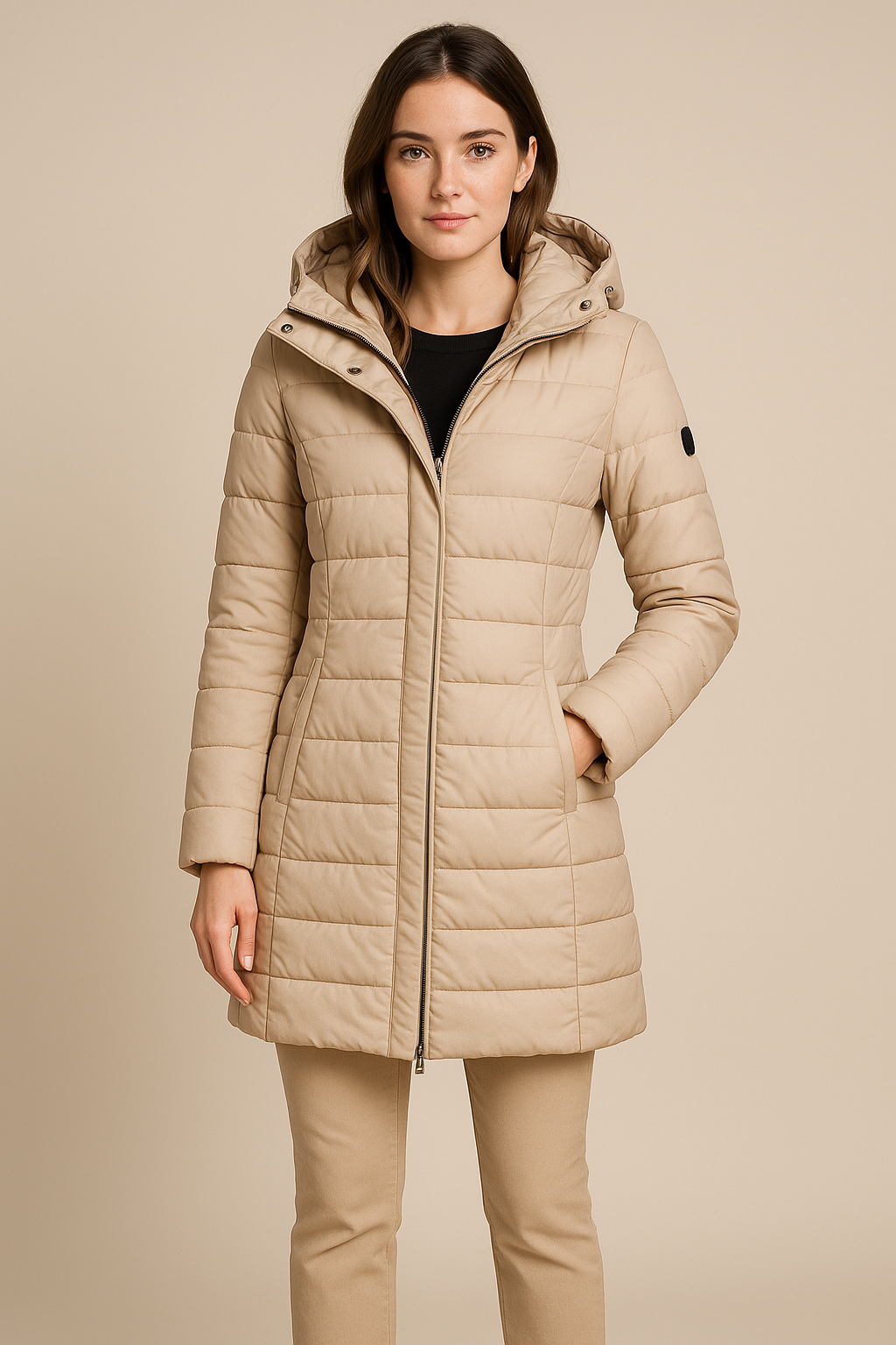 Women’s Long Puffer Jacket – Quilted Slim-Fit Winter Outerwear