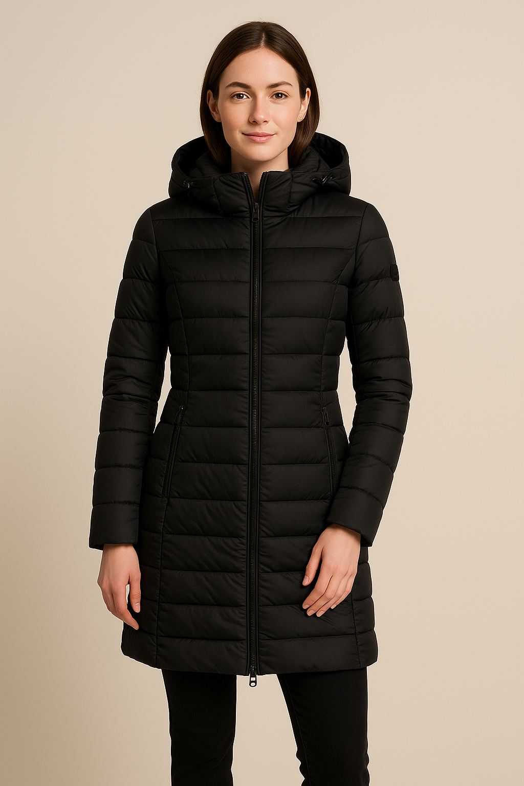 Women’s Long Puffer Jacket – Quilted Slim-Fit Winter Outerwear