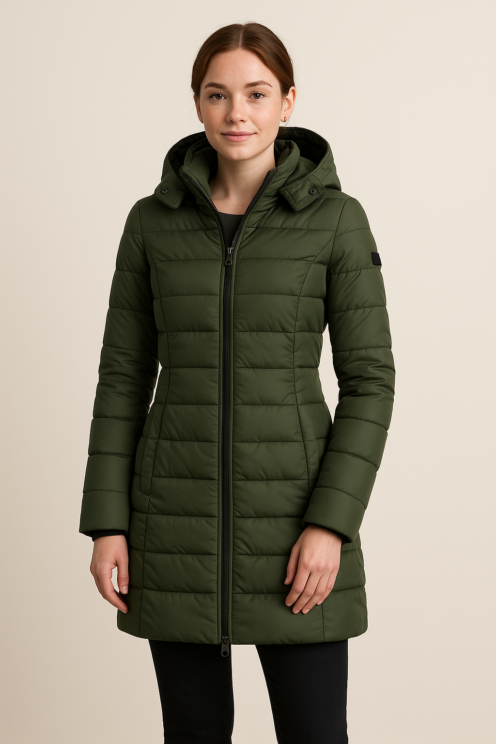 Women’s Long Puffer Jacket – Quilted Slim-Fit Winter Outerwear
