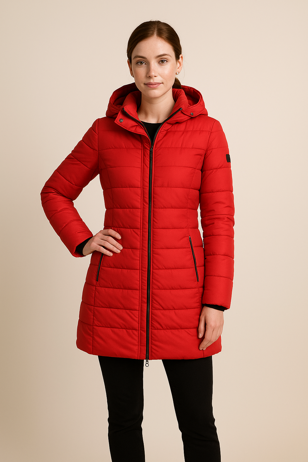 Women’s Long Puffer Jacket – Quilted Slim-Fit Winter Outerwear