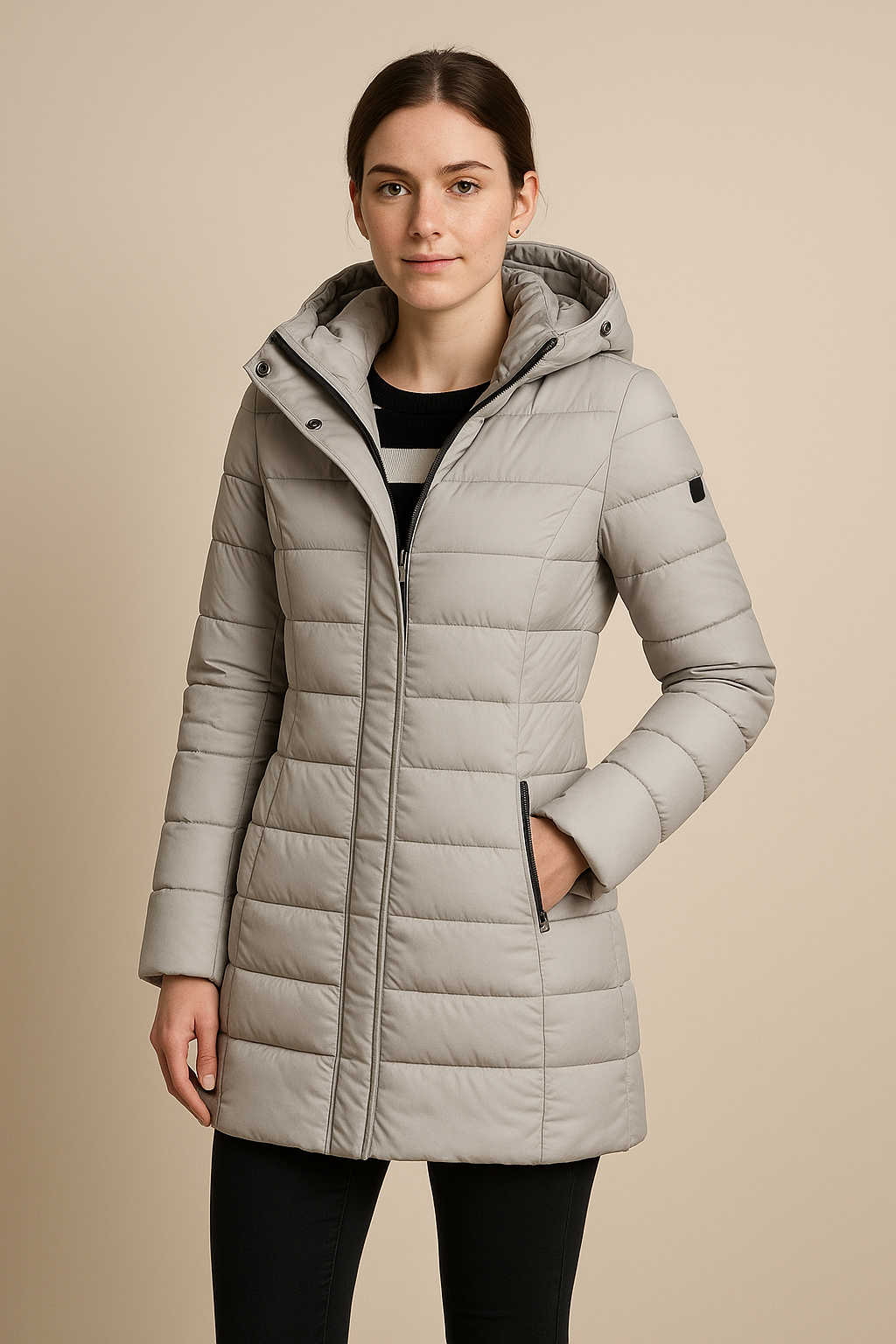 Women’s Long Puffer Jacket – Quilted Slim-Fit Winter Outerwear