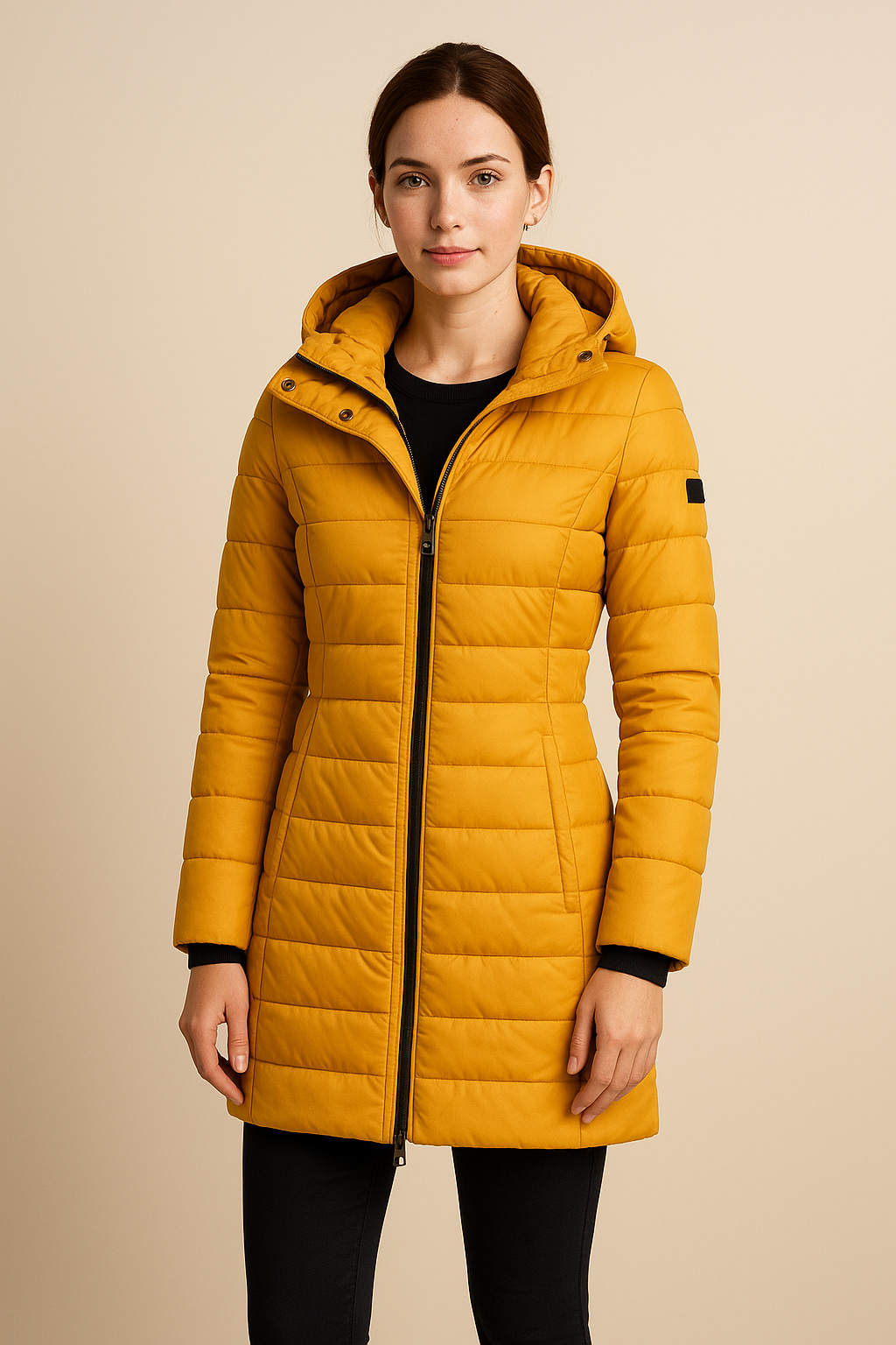 Women’s Long Puffer Jacket – Quilted Slim-Fit Winter Outerwear