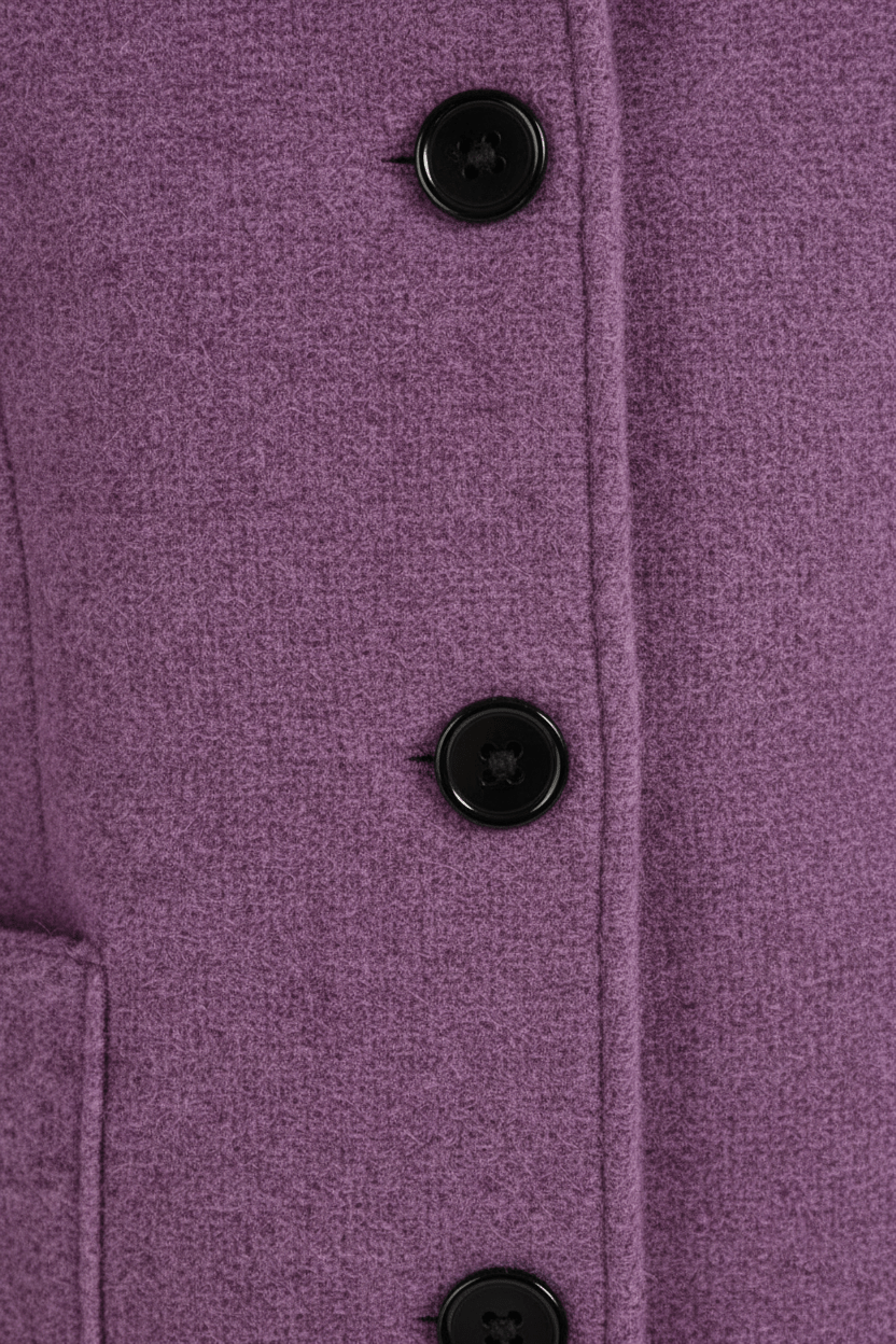 Women’s Long Coat – Stand Collar Button-Front Outer Layer