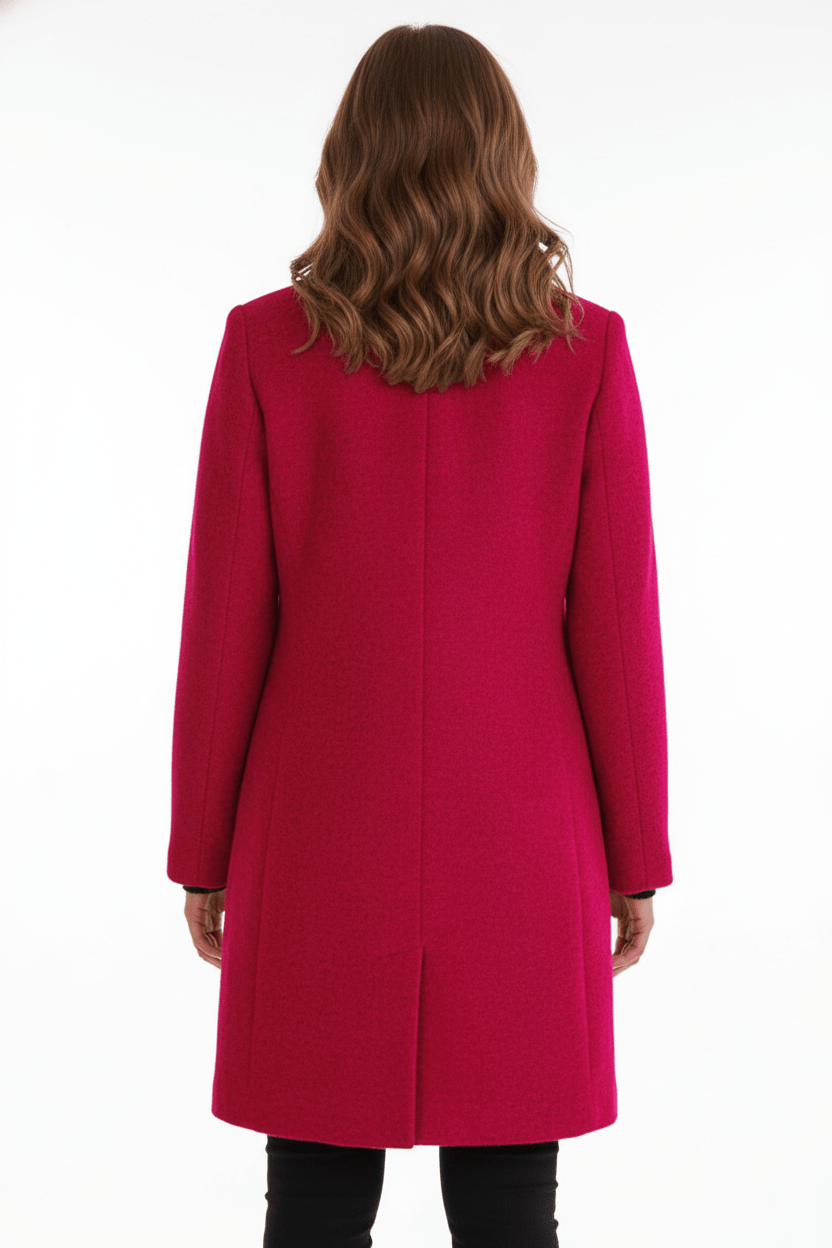 Women’s Long Coat – Stand Collar Button-Front Outer Layer
