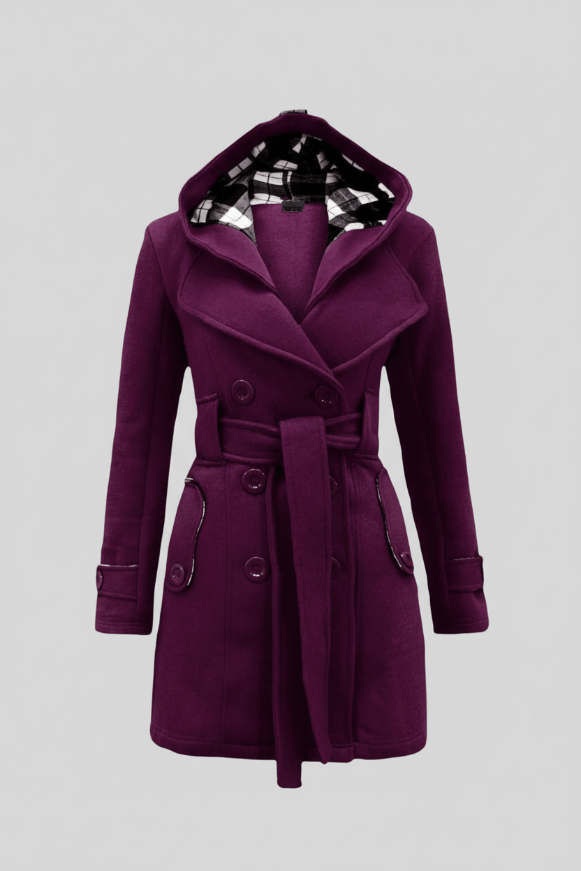 Women’s Double-Breasted Hooded Coat – Belted Everyday Outer Layer
