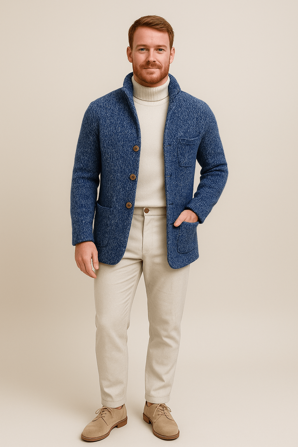 Men’s Chunky Knit Cardigan – Textured Everyday Layer with Structured Look