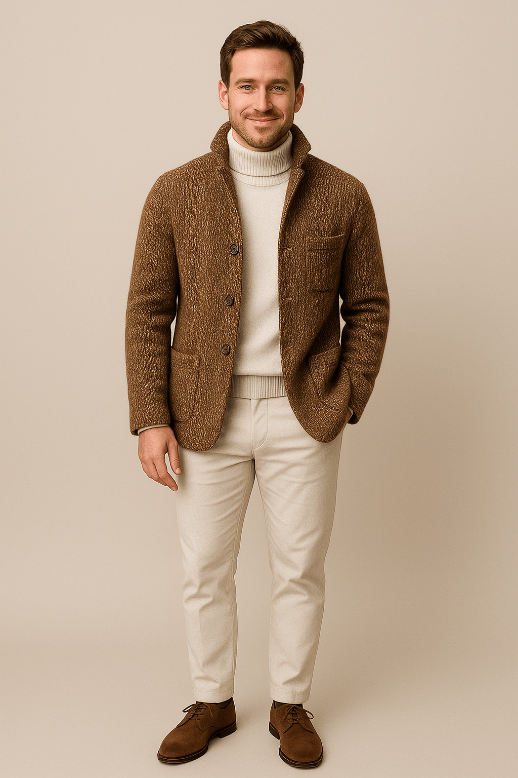 Men’s Chunky Knit Cardigan – Textured Everyday Layer with Structured Look