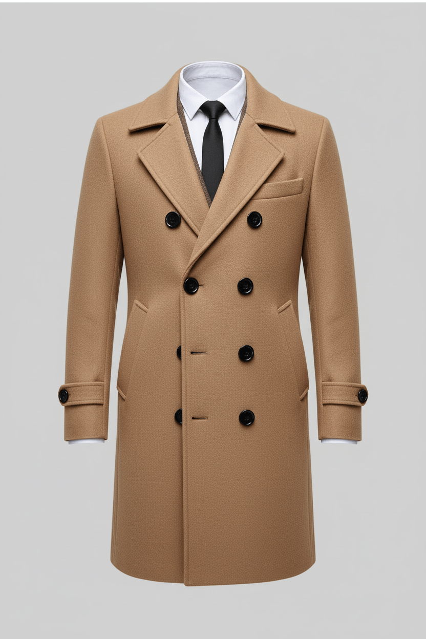 Men’s Double-Breasted Trench Coat – Tailored Classic Outer Layer