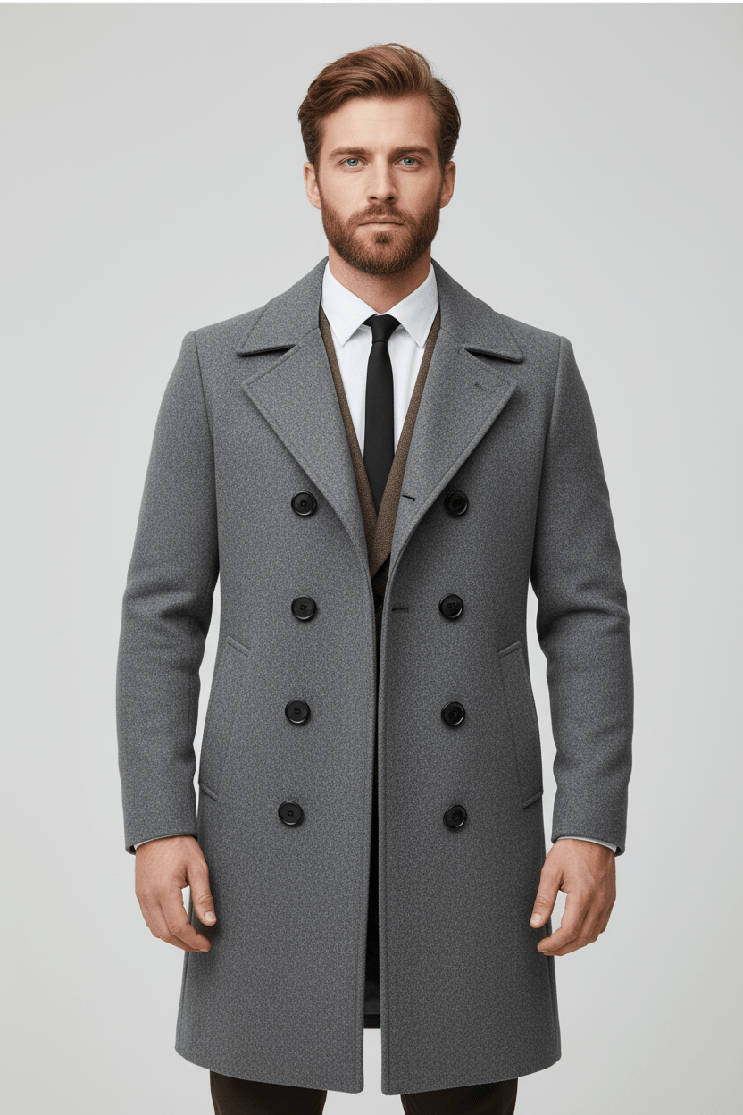 Men’s Double-Breasted Trench Coat – Tailored Classic Outer Layer
