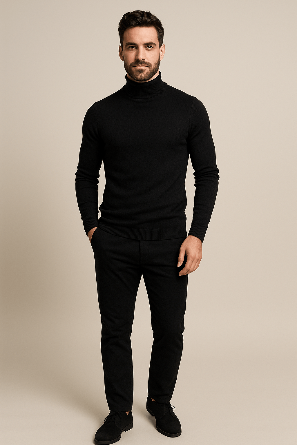 Men’s Slim Fit Turtleneck Sweater – Classic Knit Layering Piece