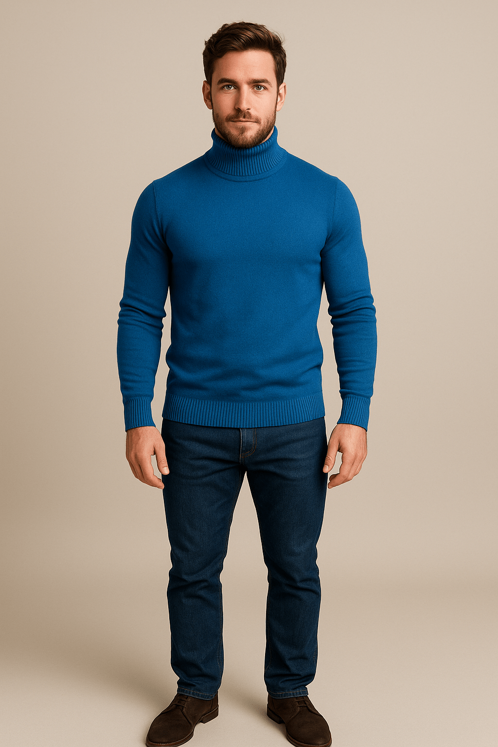 Men’s Slim Fit Turtleneck Sweater – Classic Knit Layering Piece