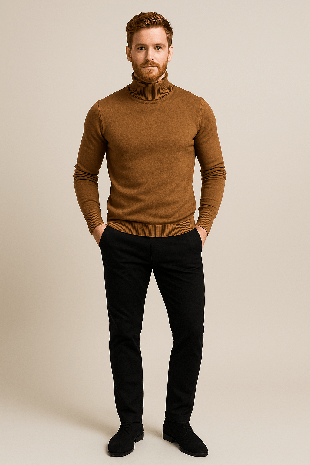 Men’s Slim Fit Turtleneck Sweater – Classic Knit Layering Piece
