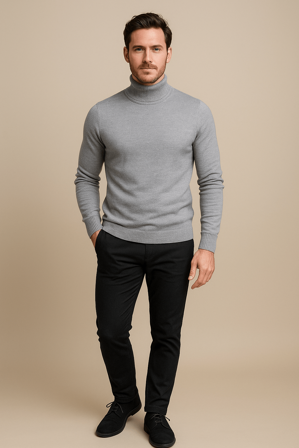 Men’s Slim Fit Turtleneck Sweater – Classic Knit Layering Piece