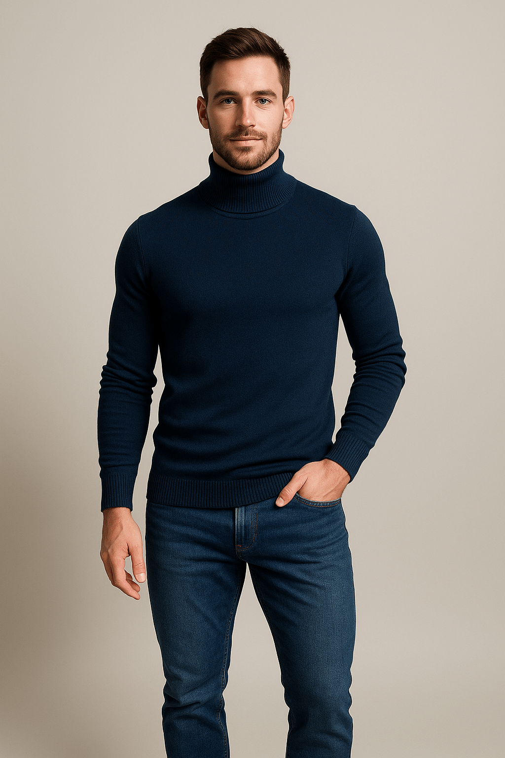 Men’s Slim Fit Turtleneck Sweater – Classic Knit Layering Piece