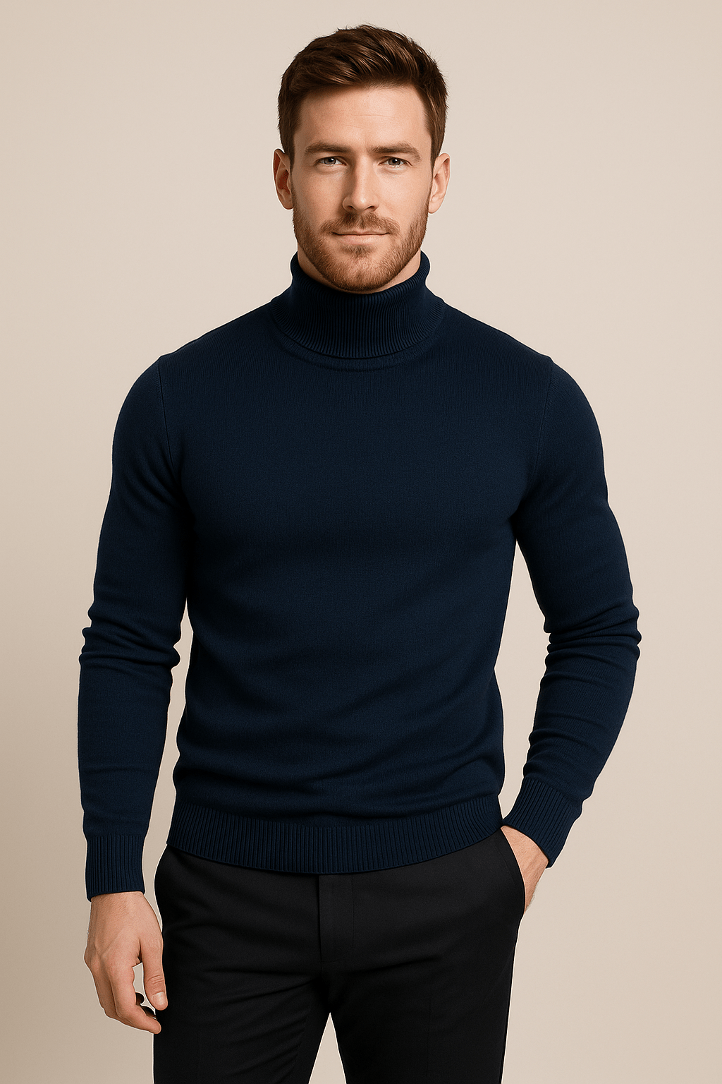 Men’s Slim Fit Turtleneck Sweater – Classic Knit Layering Piece