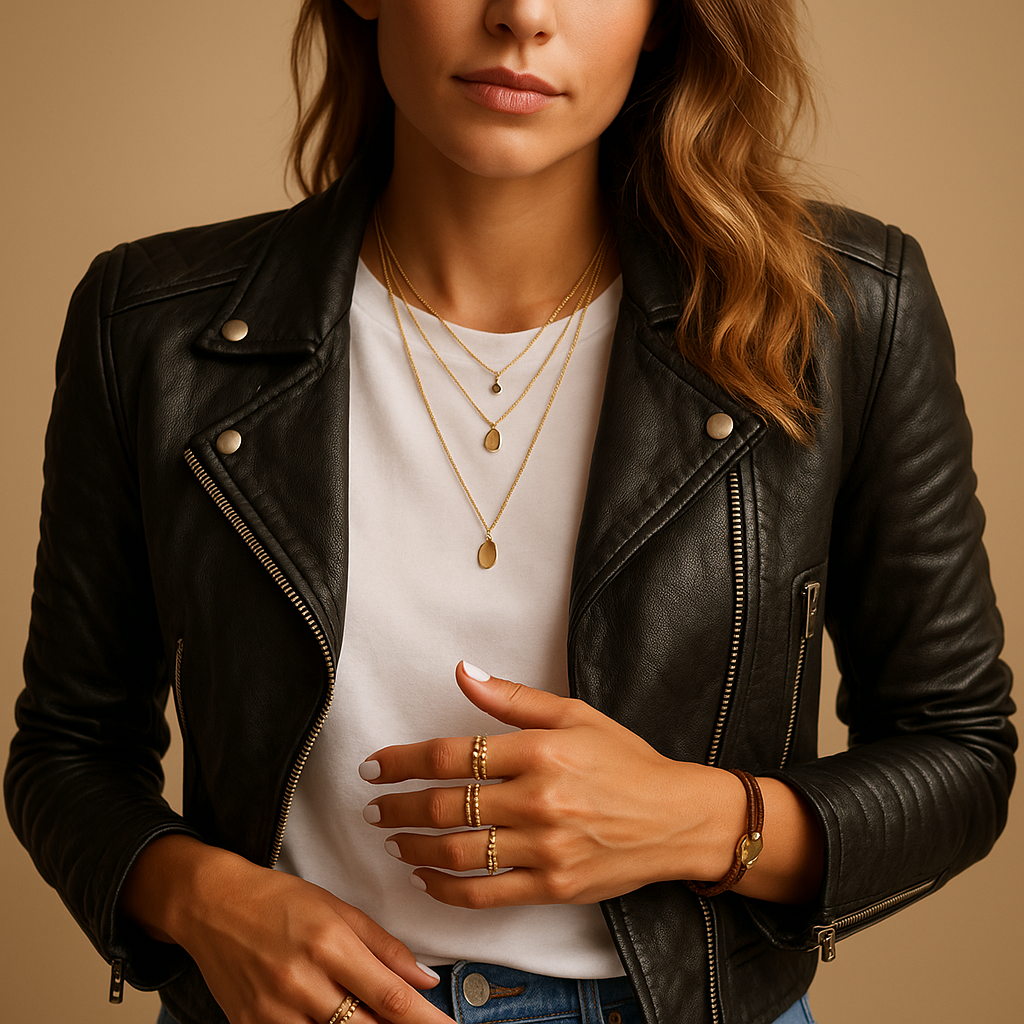 Women’s Black Faux Leather Jacket – Tailored Fit with Classic Collar