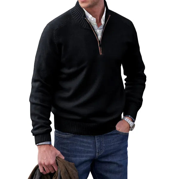 Men’s Half-Zip Knit Sweater – Soft Textured Everyday Layer