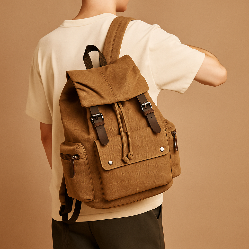 Men’s Canvas Travel Backpack with Laptop Sleeve – Organized Everyday Carry