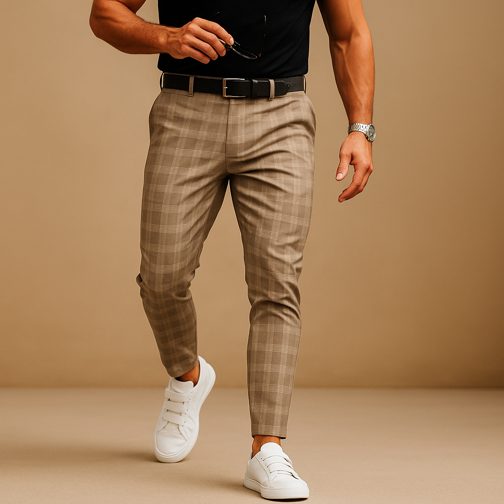 Men’s Checked Casual Pants – Relaxed Fit Everyday Trousers