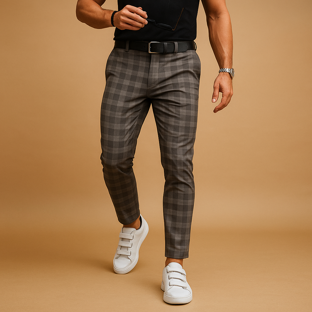 Men’s Checked Casual Pants – Relaxed Fit Everyday Trousers