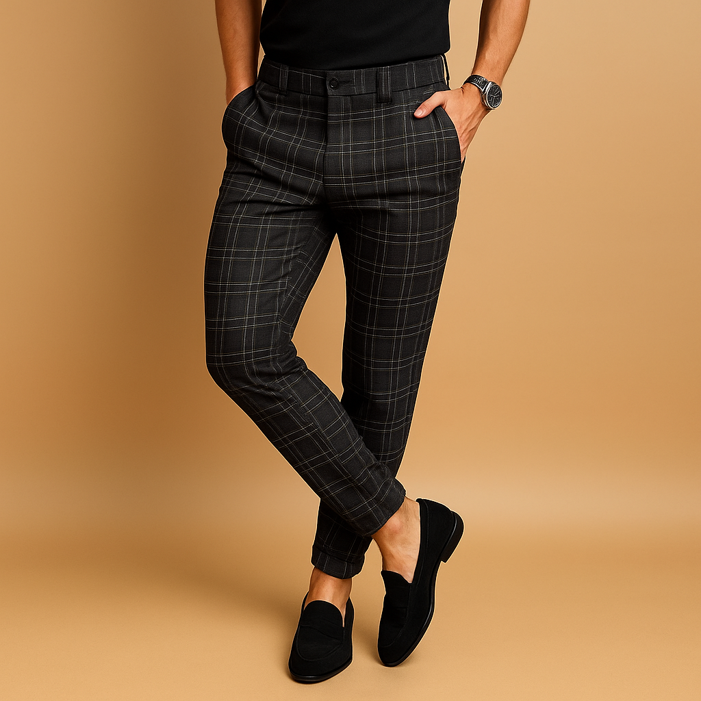 Men’s Checked Casual Pants – Relaxed Fit Everyday Trousers