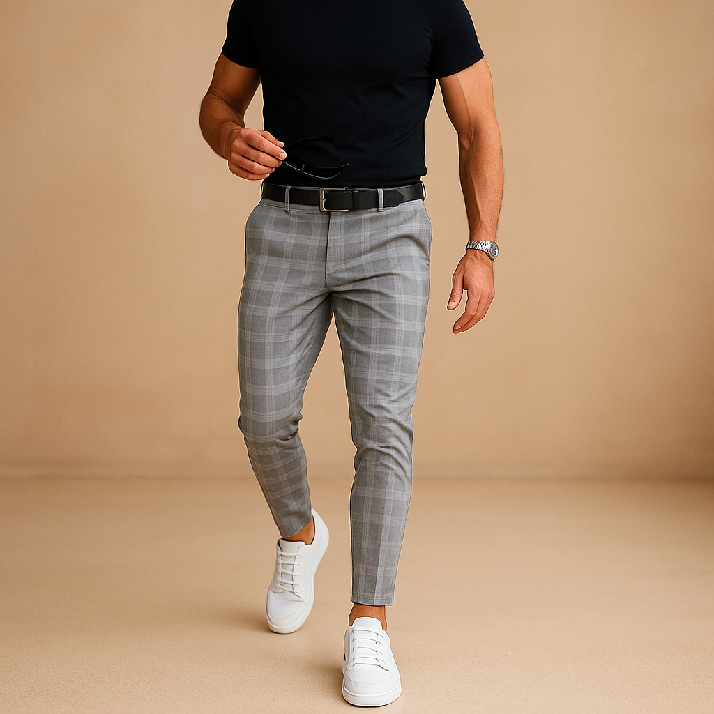 Men’s Checked Casual Pants – Relaxed Fit Everyday Trousers