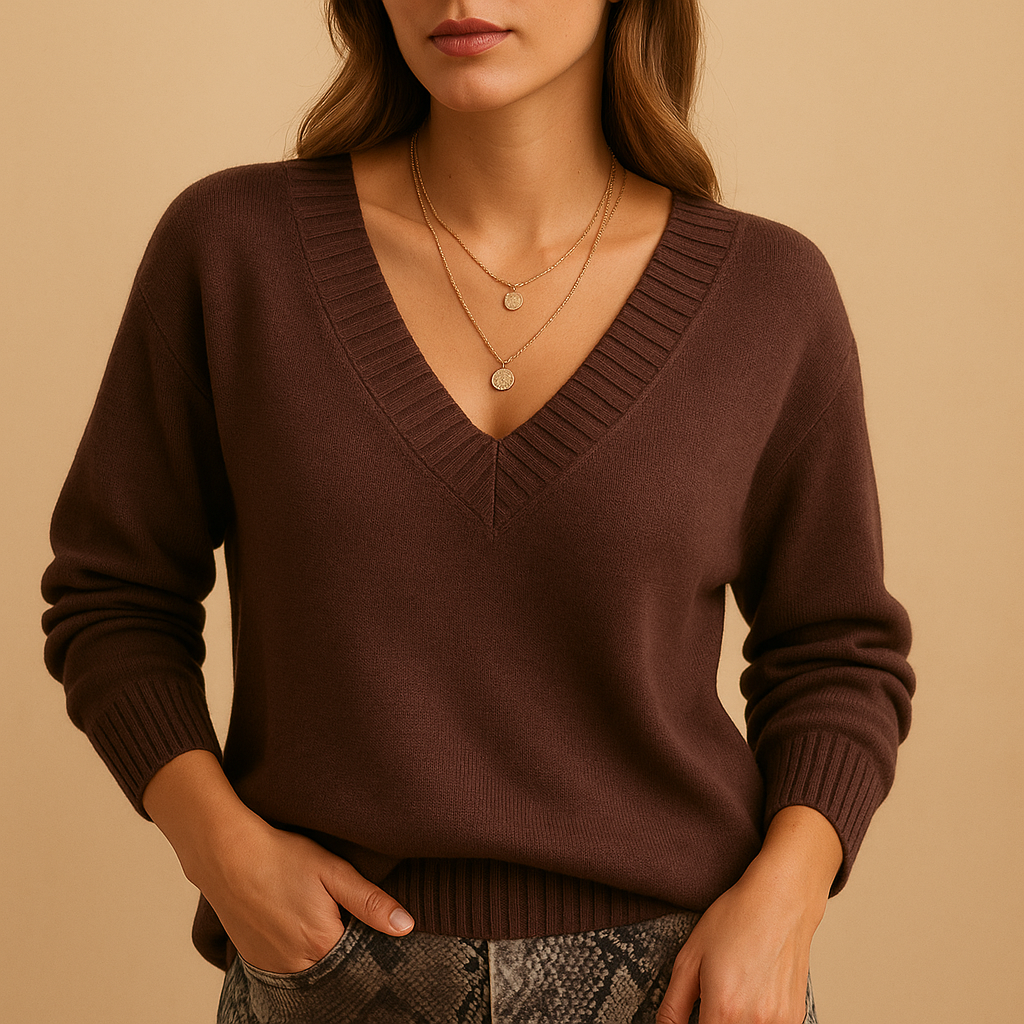 Women’s V-Neck Knit Sweater – Relaxed Everyday Style