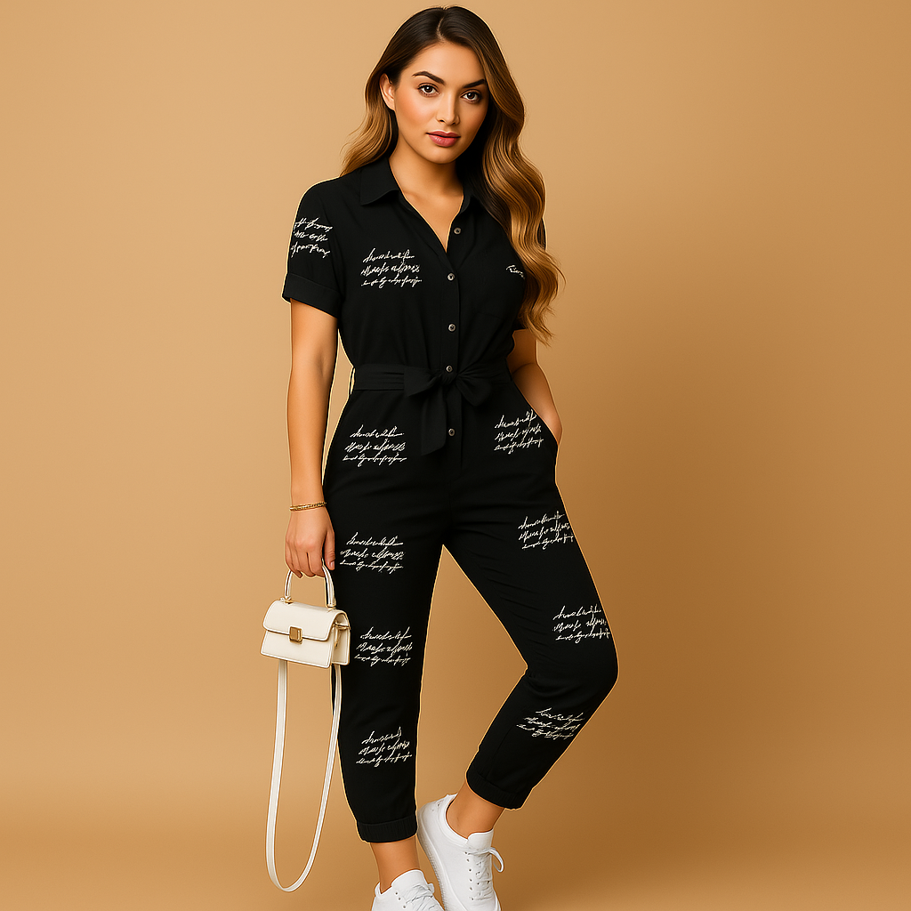 Women’s Button-Front Jumpsuit – Simple Everyday One-Piece