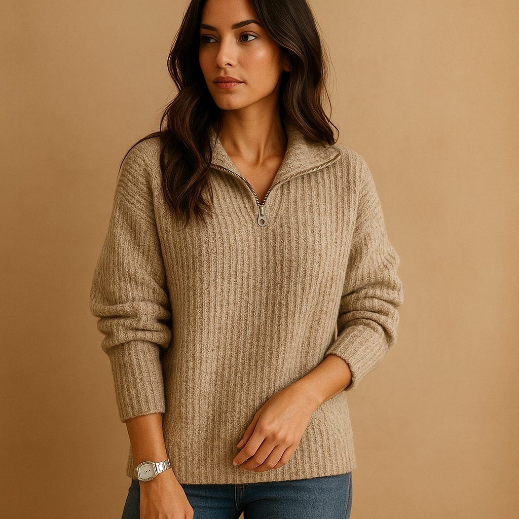 Women’s Half-Zip Jumper – Lightly Tailored Knit Layer
