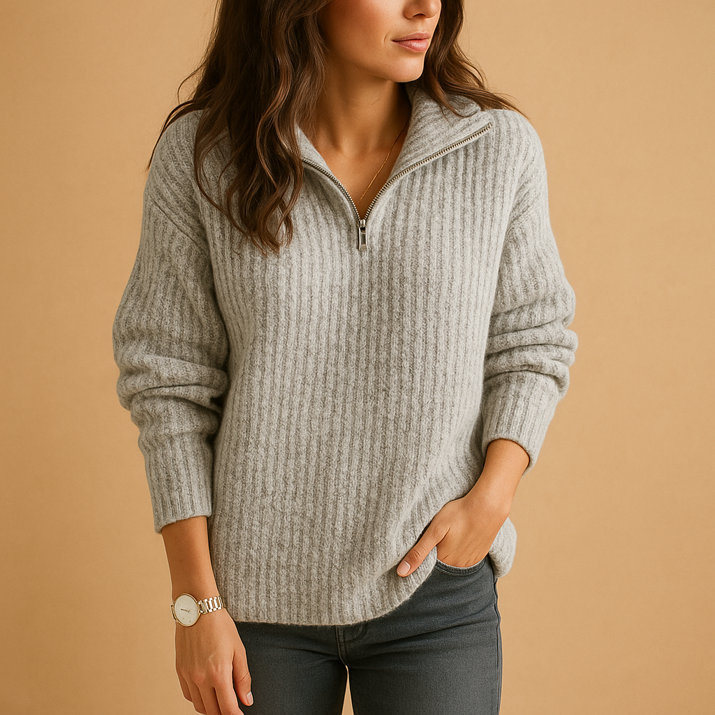 Women’s Half-Zip Jumper – Lightly Tailored Knit Layer