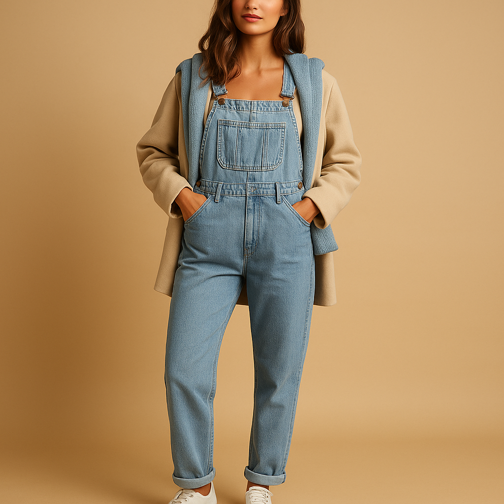 Women’s Denim Dungaree with Adjustable Straps – Relaxed & Versatile Everyday Wear