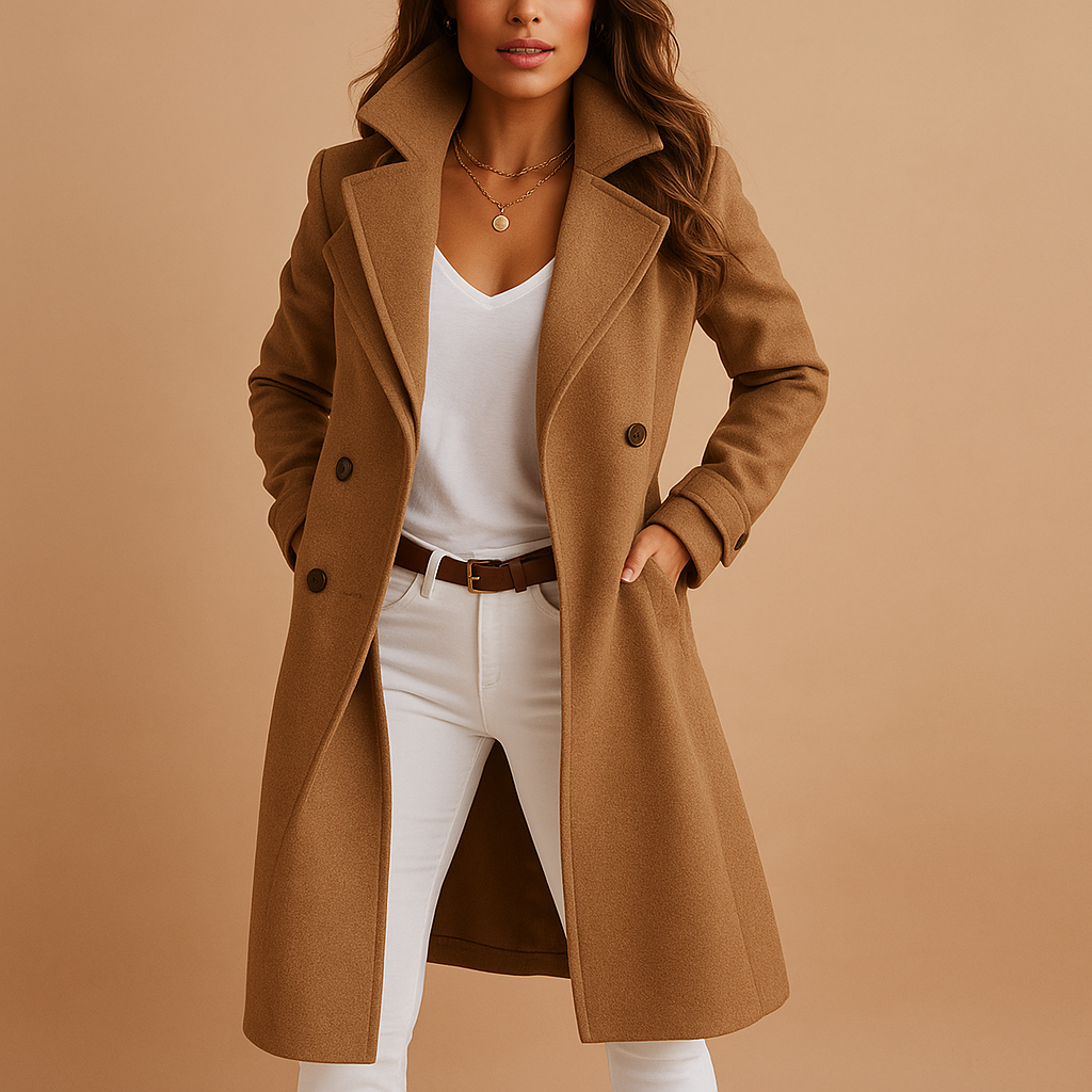 Women’s Long Buttoned Coat – Elegant & Versatile for Everyday Wear