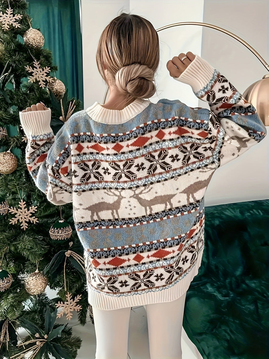 Women’s Reindeer Knit Sweater – Festive Winter Layer