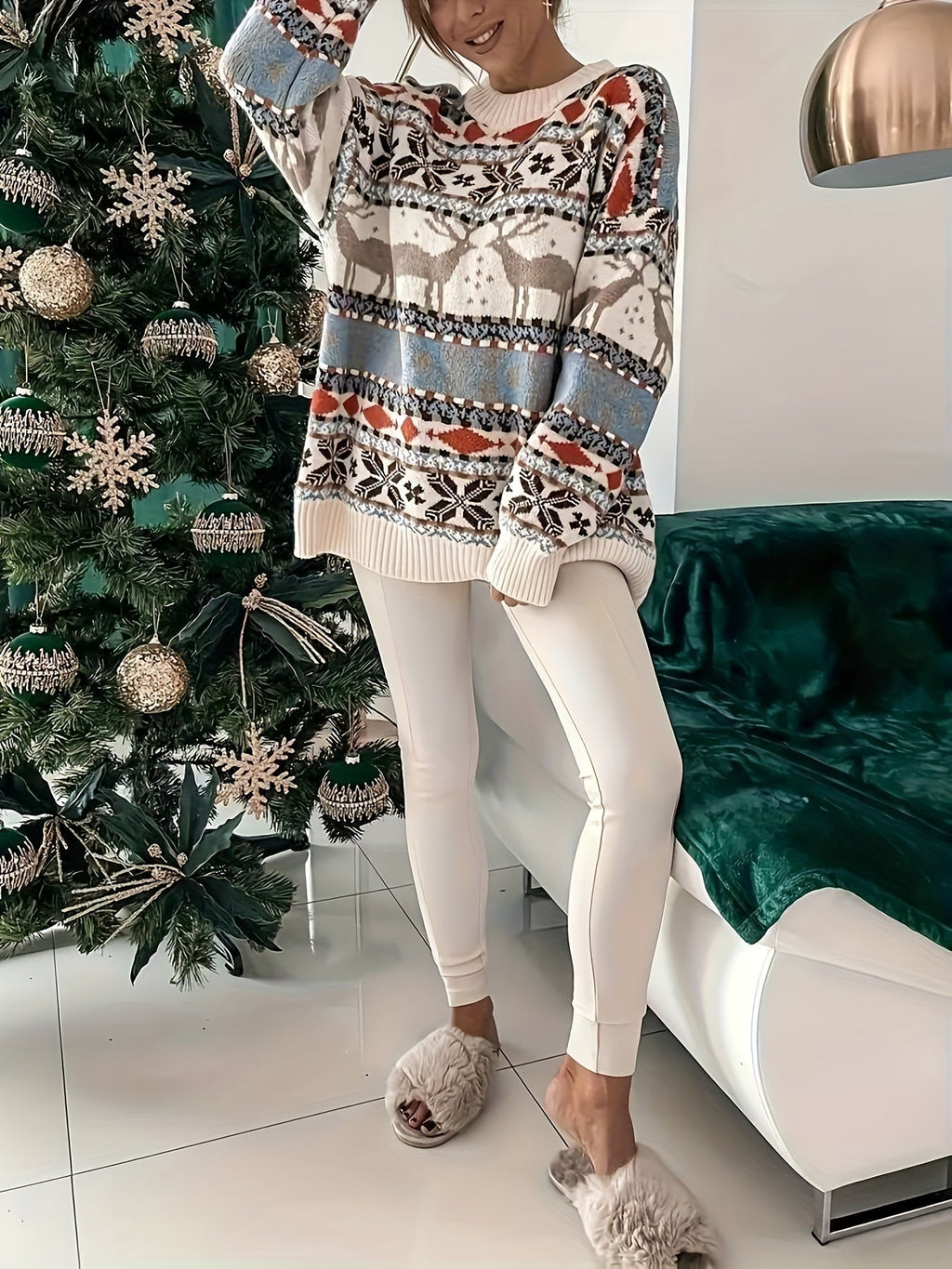 Women’s Reindeer Knit Sweater – Festive Winter Layer