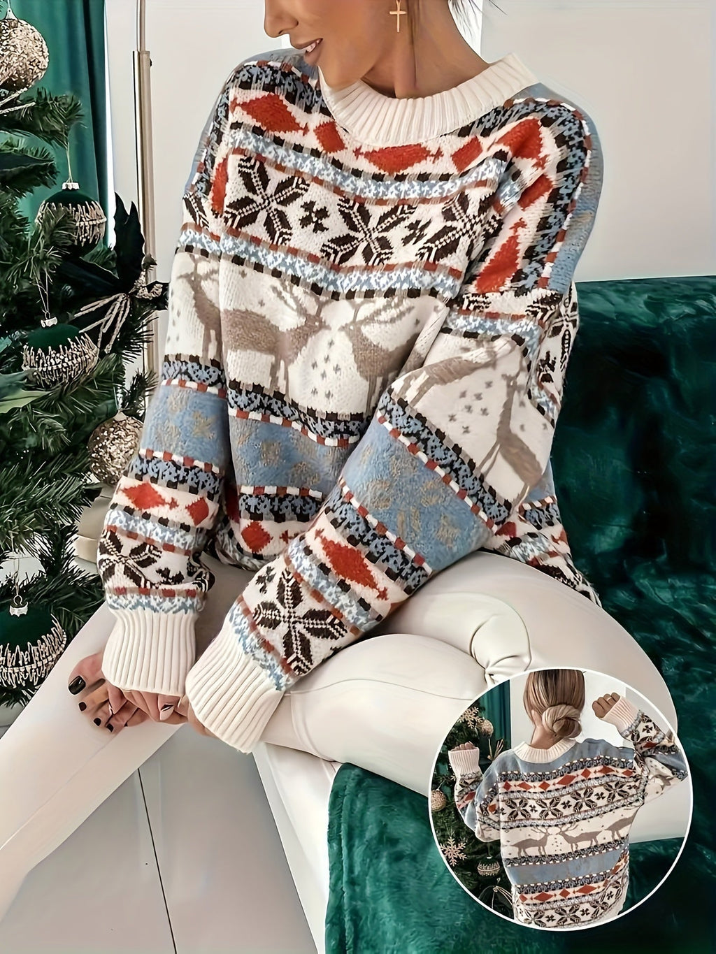 Women’s Reindeer Knit Sweater – Festive Winter Layer