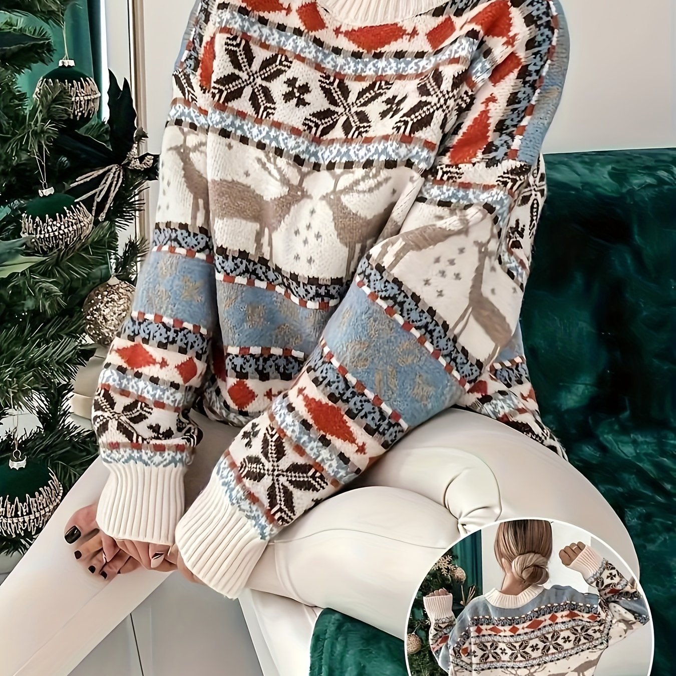 Women’s Reindeer Knit Sweater – Festive Winter Layer