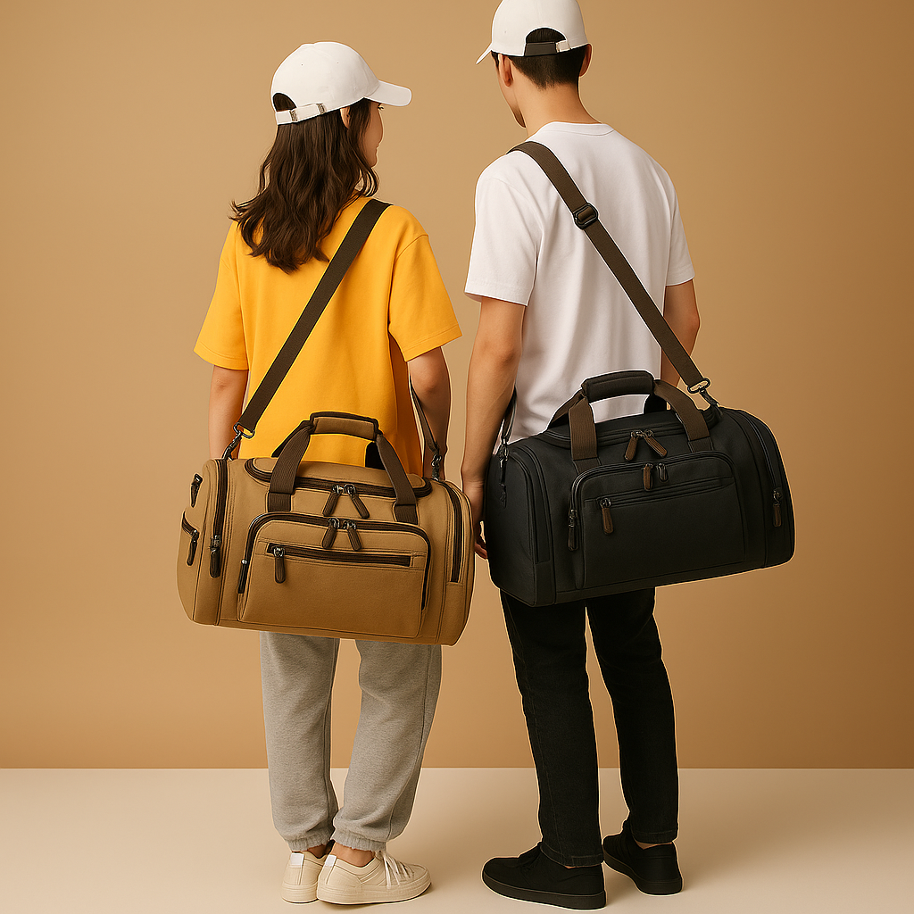 Men’s Expandable Cotton Duffle Bag with Compartments – Flexible Travel Carry