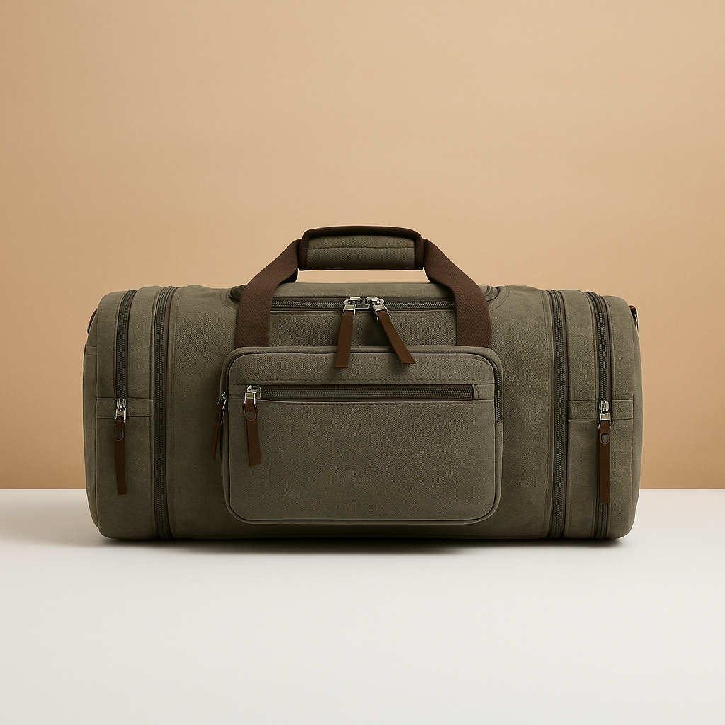 Men’s Expandable Cotton Duffle Bag with Compartments – Flexible Travel Carry