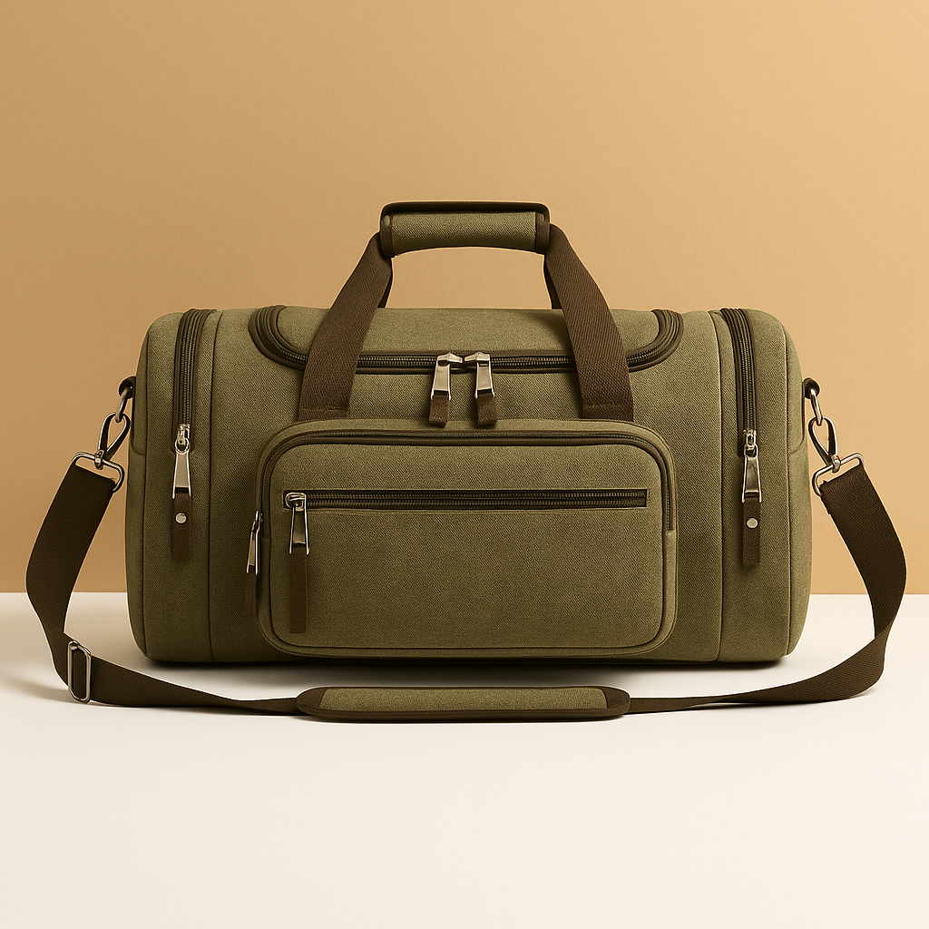 Men’s Expandable Cotton Duffle Bag with Compartments – Flexible Travel Carry