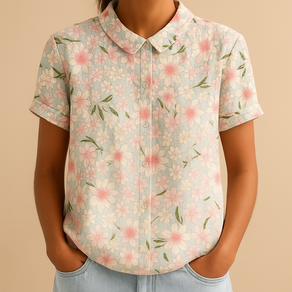 Women’s Floral Print Loose Blouse – Lightweight & Comfortable for Everyday Wear