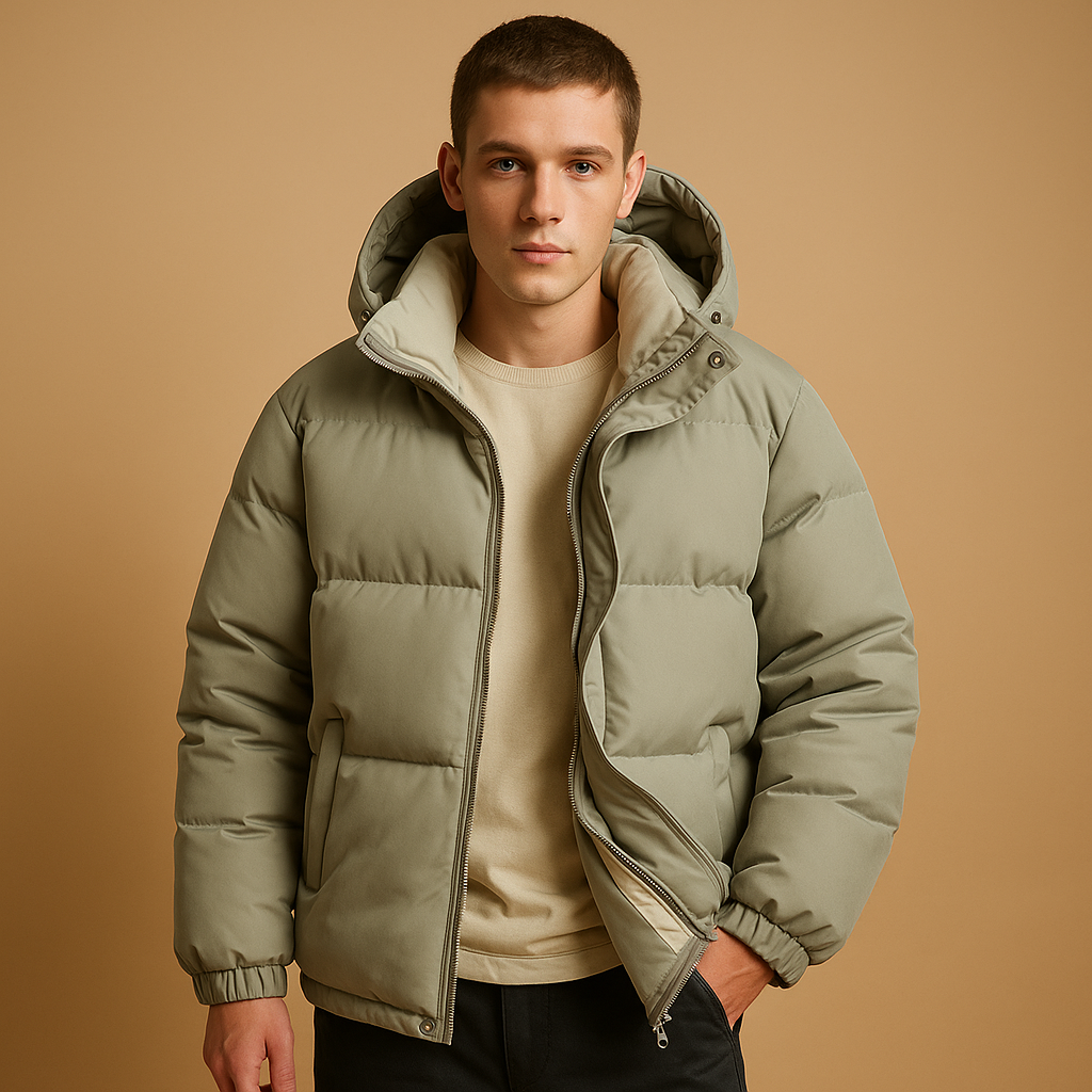 Men’s Quilted Puffer Jacket with Hood – Everyday Winter Coat