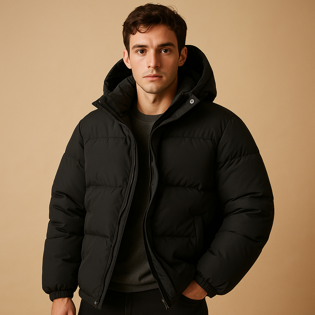 Men’s Quilted Puffer Jacket with Hood – Everyday Winter Coat