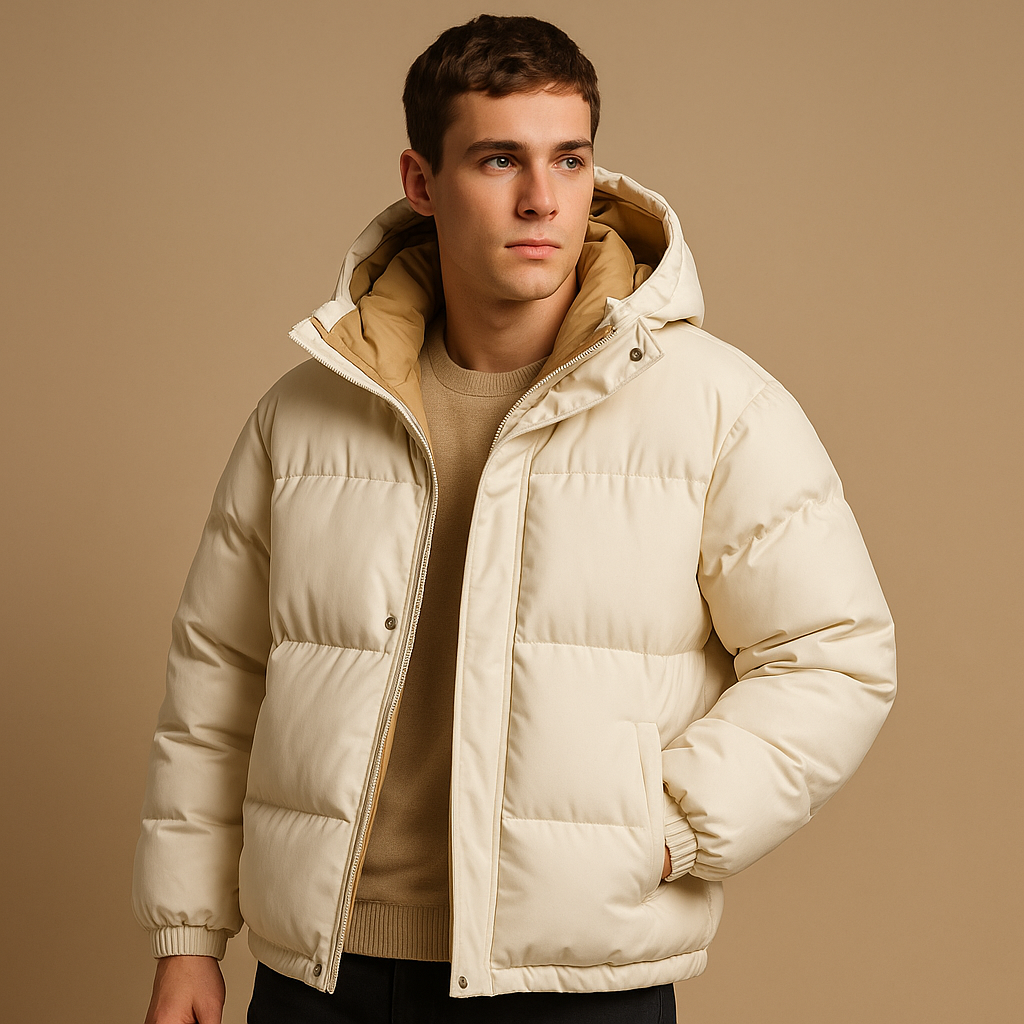 Men’s Quilted Puffer Jacket with Hood – Everyday Winter Coat