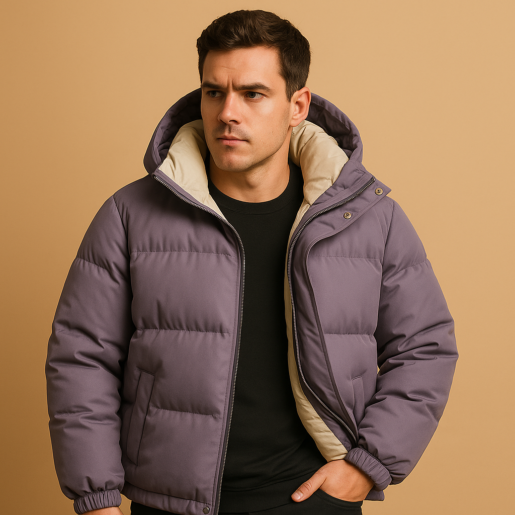 Men’s Quilted Puffer Jacket with Hood – Everyday Winter Coat