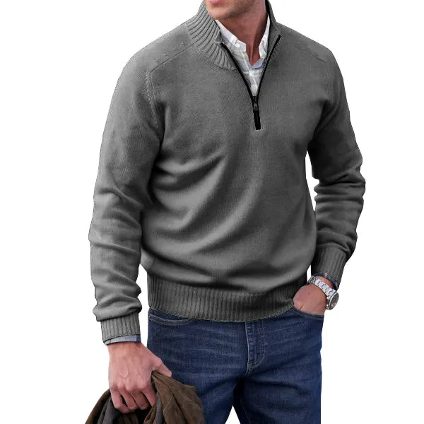 Men’s Half-Zip Knit Sweater – Soft Textured Everyday Layer