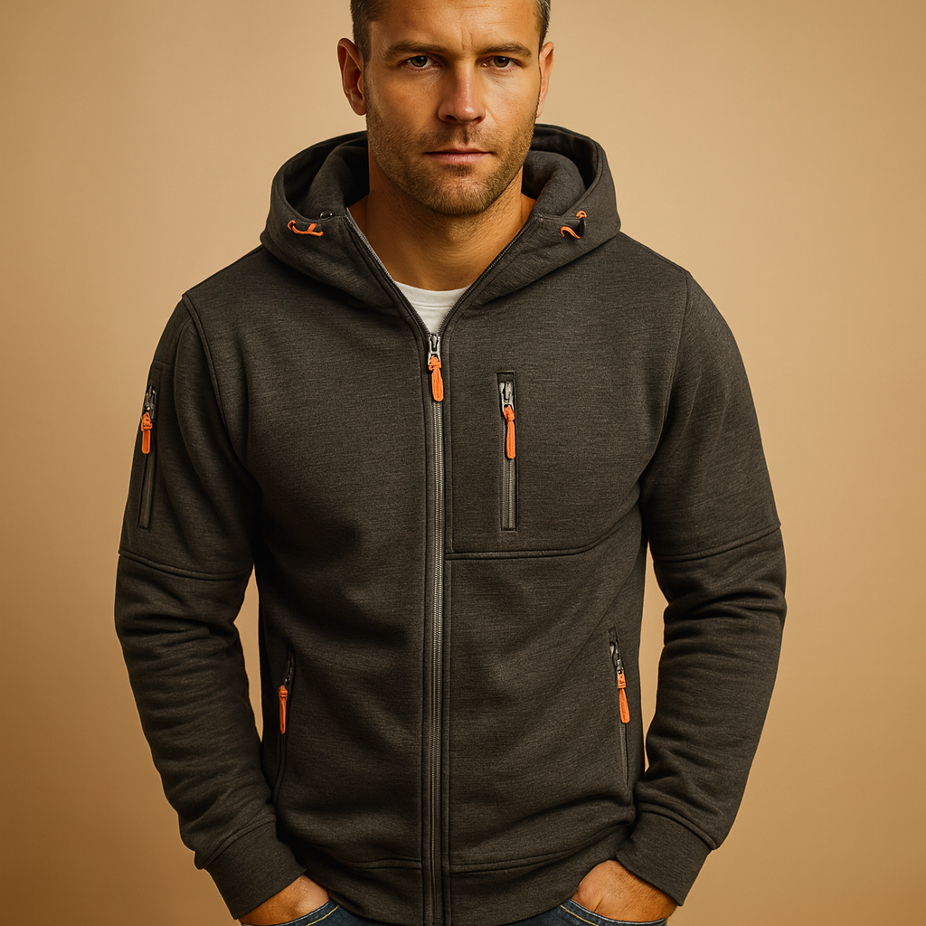 Men’s Zip Hoodie – Adjustable Hood Everyday Layer