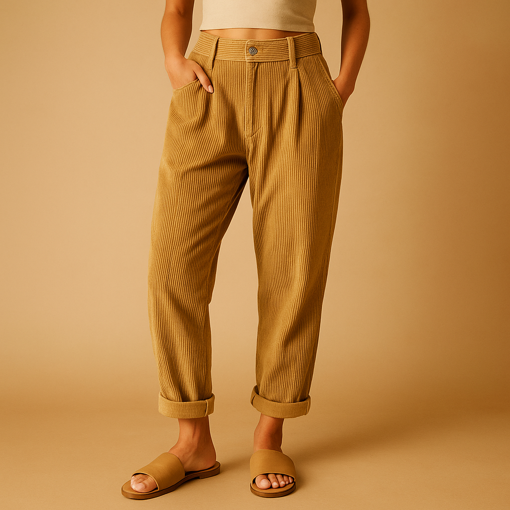 Women’s High-Waist Corduroy Pants – Relaxed Straight-Leg Fit